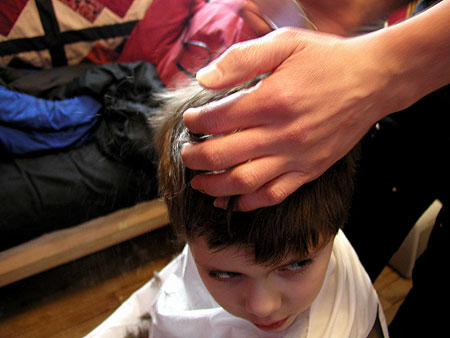 haircut in progress