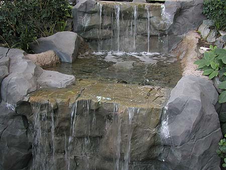 waterfall on fake rocks